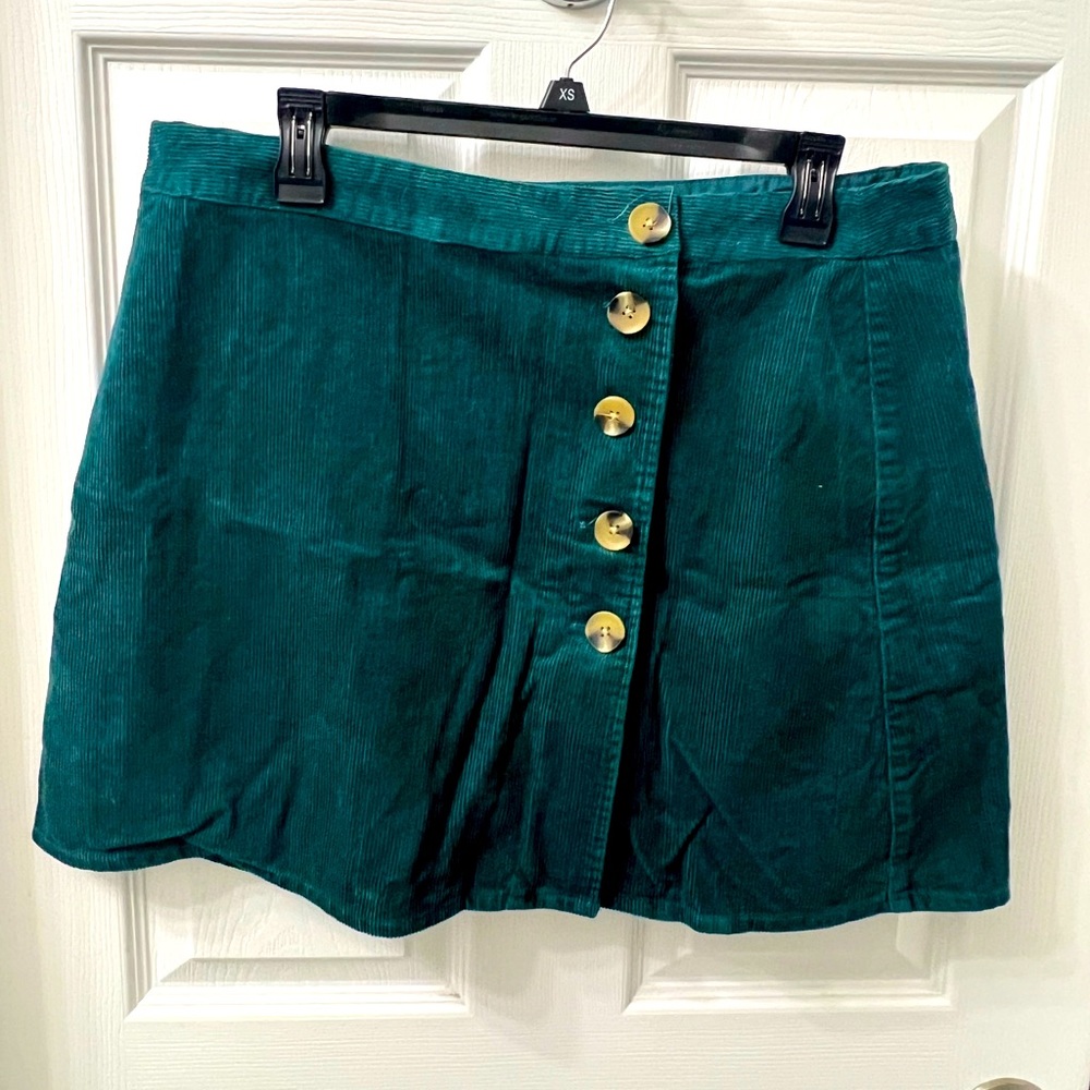 ASOS denim green corduroy skirt with buttons size US 12